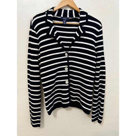 Chaps Woman Nautical Fisherman Button Up Sweater Size XL Preppy Old Money Resort