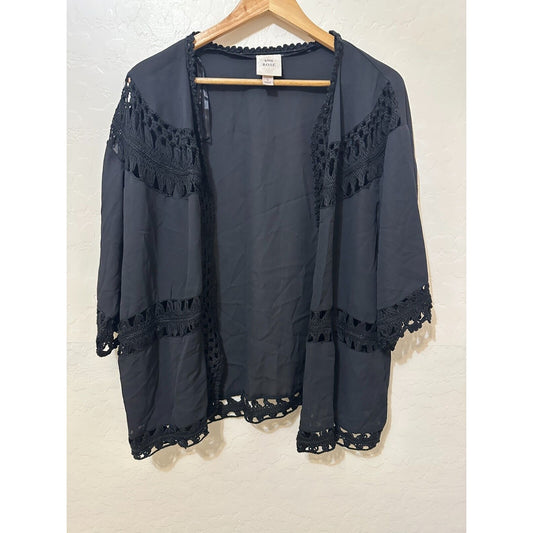 Knox Rose Womans Open Front Crochet Cardigan Size S Boho Festival Western Beachy