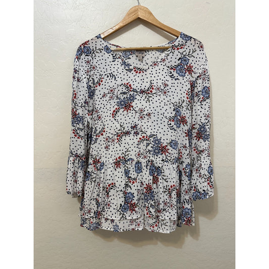 Como Vintage Woman Floral Top Size XL Ruffle Boho Western Festival Office Travel