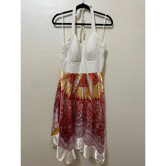 Sangria Womans Hankerchief Halter Dress Size 14 Beachy Travel Tropical Hippie