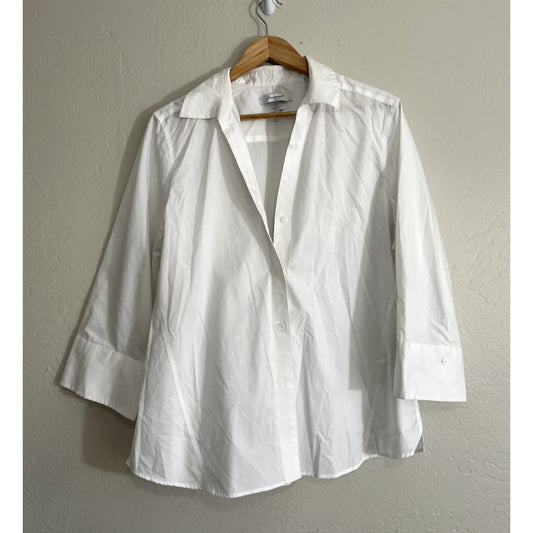 Fox Croft Womens Wrinkle Free Button Up Top Size XL White Minimal Capsule Office