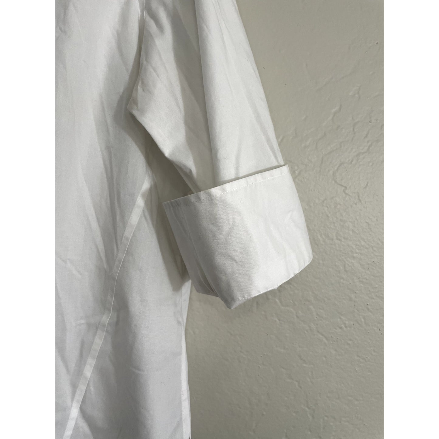 Fox Croft Womens Wrinkle Free Button Up Top Size XL White Minimal Capsule Office