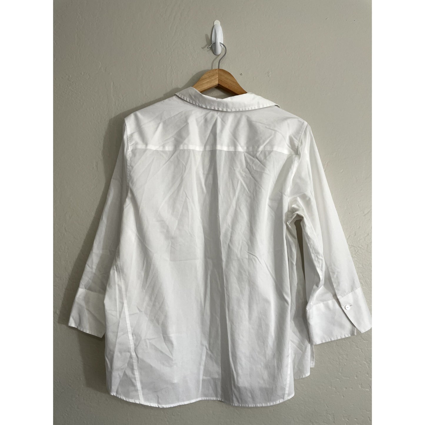 Fox Croft Womens Wrinkle Free Button Up Top Size XL White Minimal Capsule Office