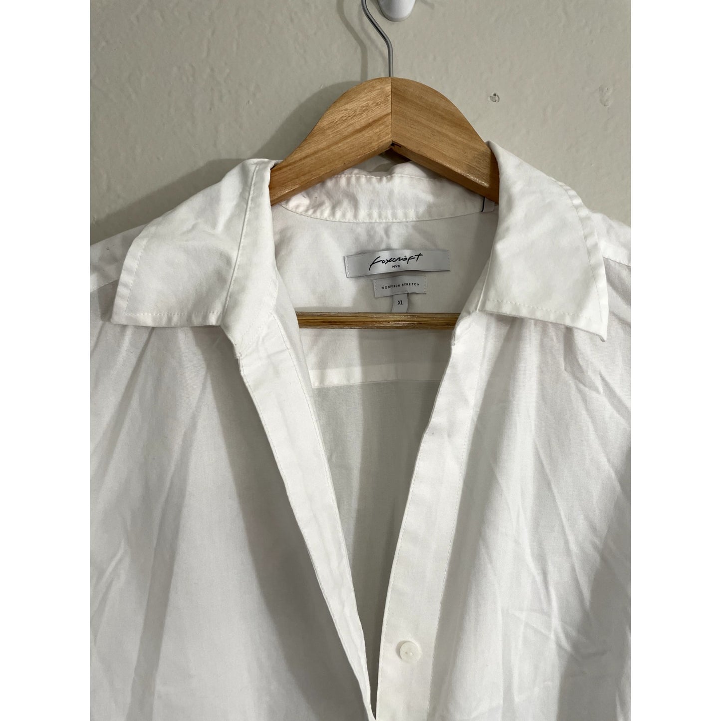 Fox Croft Womens Wrinkle Free Button Up Top Size XL White Minimal Capsule Office