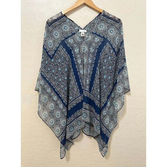 J Jill Womans Poncho One Size Western Sheer Boho Festival Beachy Travel Resort