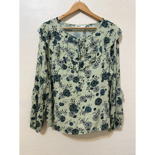 Sonoma Womans Floral Ruffle Top Size XL Bloomcore Peasant Boho Resort Beachy