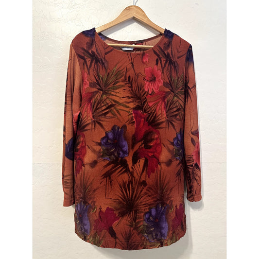 Vintage California Krush Womans Dark Floral Top Size L  Whimsigoth Artsy Y2K 90s