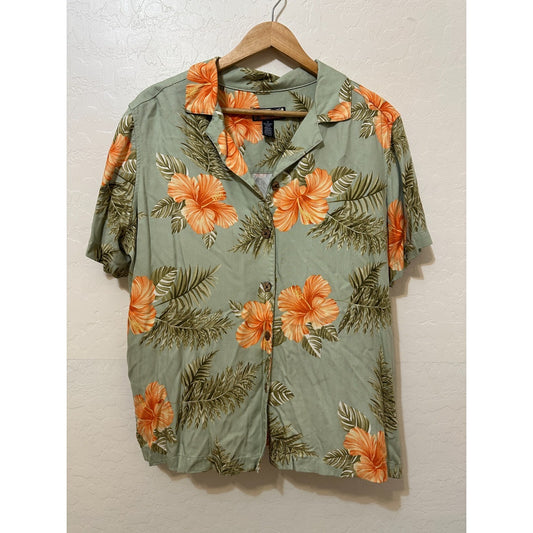 Havana Jacks Cafe Womans Tropical Button Up Size 1X Hawaiian Floral Resort Aloha