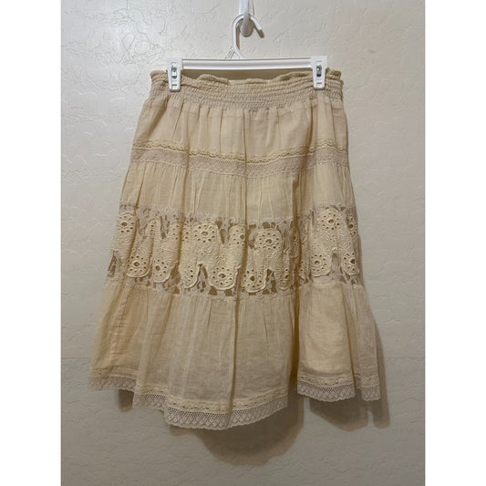 Dressbarn Womans Embroidered Lace Midi Skirt Size M Y2K Boho Cottagecore Hippie