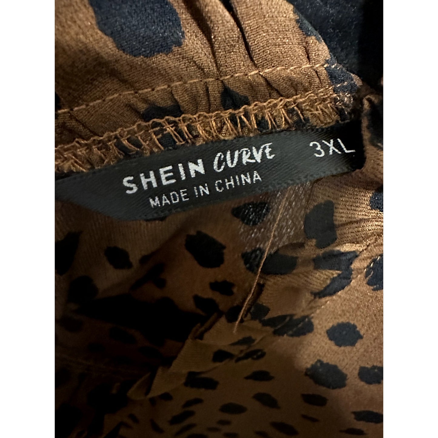 Shein Curve Womans Animal Print Ruffle Top Size 3XL Boho Artsy Babydoll