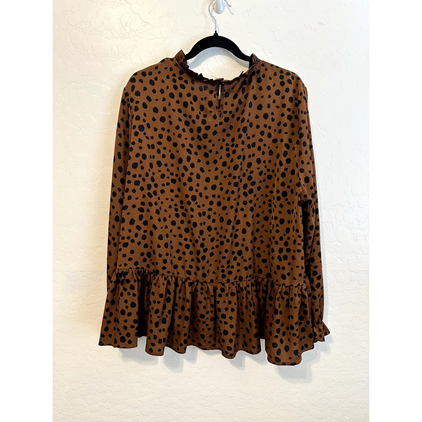 Shein Curve Womans Animal Print Ruffle Top Size 3XL Boho Artsy Babydoll