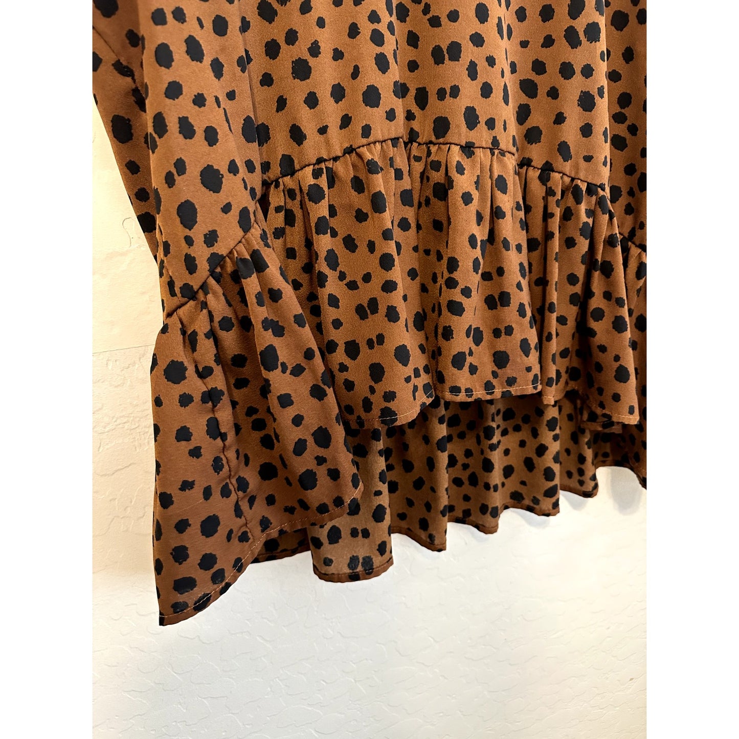 Shein Curve Womans Animal Print Ruffle Top Size 3XL Boho Artsy Babydoll