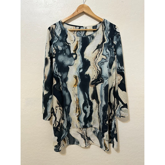 Shein Curve Womans Artsy Tunic Size XL Watercolor Boho 70s Y2K Beachy Island