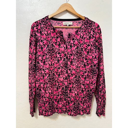 Y2K Whimsigoth Jones New York Womans Button Up Cardigan Size 2X Grunge Romantic