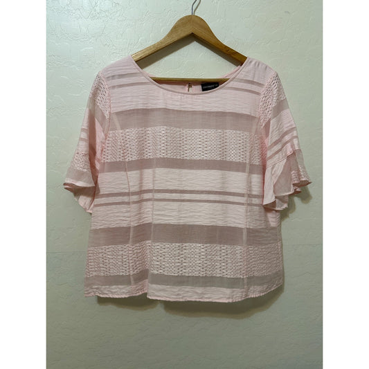 Liz Claiborne Womans Mixed Media Top Size 2X Feminine Lined Office Soft Romantic