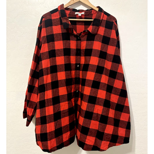 Woman Within Womans Plaid Button Up Size 5X Holiday Christmas Winter Western