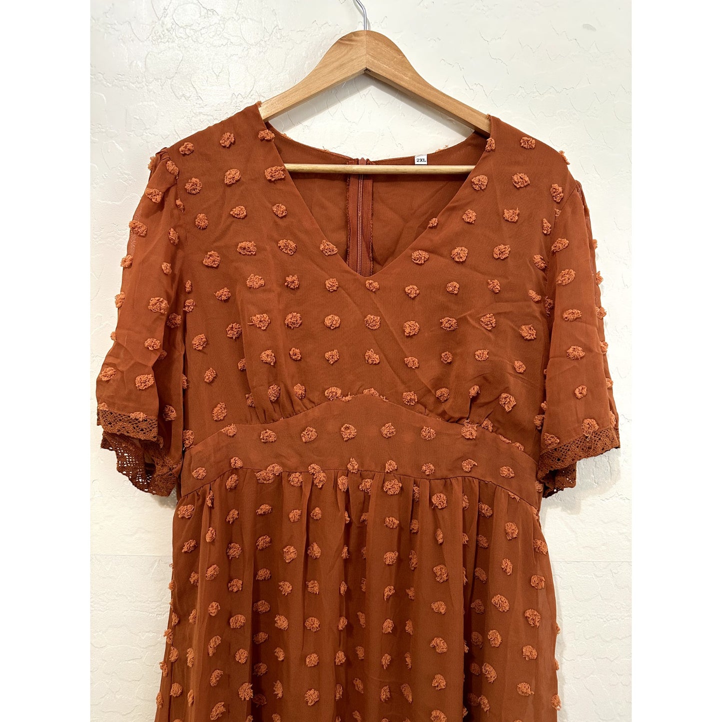 Womans Orange Maxi Dress Sz 2X Cottagecore Boho Babydoll Beachy Y2K Bobble knit