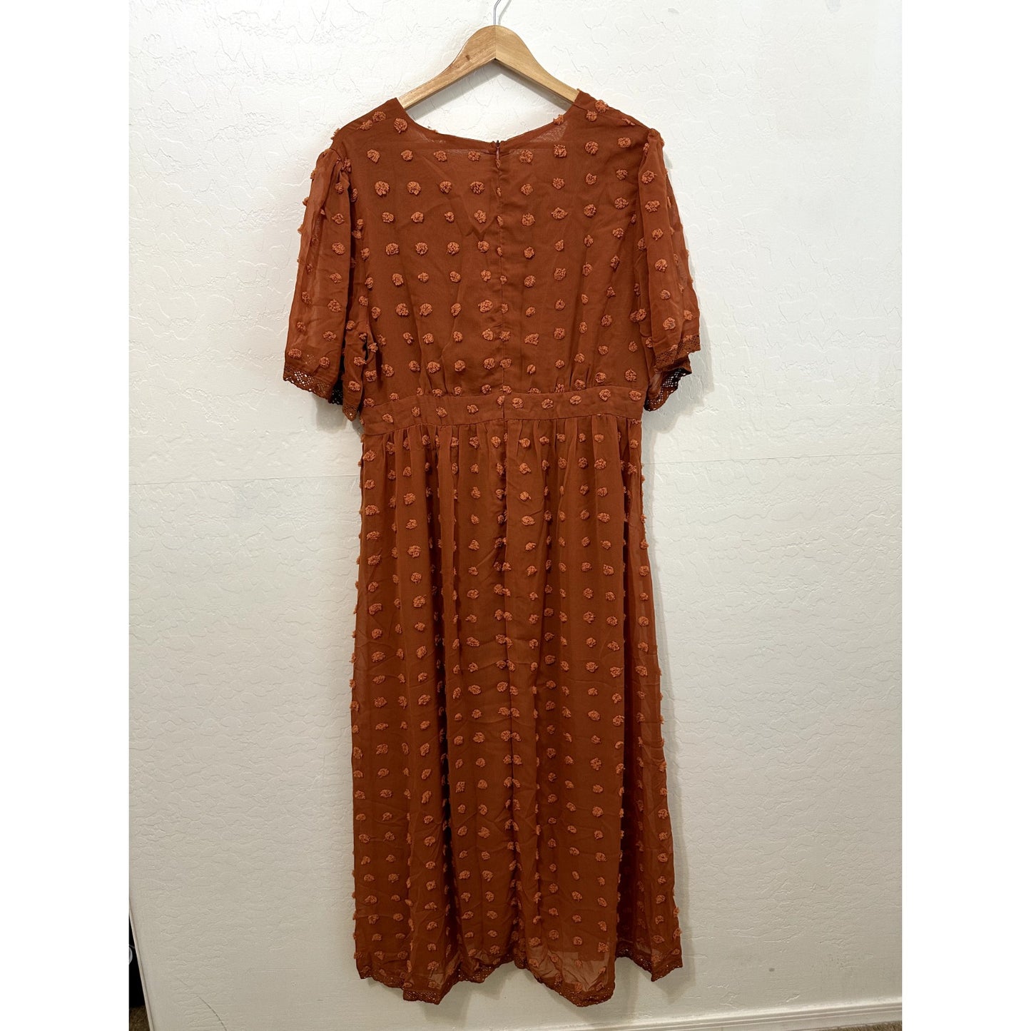 Womans Orange Maxi Dress Sz 2X Cottagecore Boho Babydoll Beachy Y2K Bobble knit