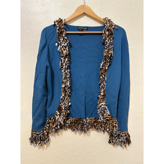 Vintage Attitudes Woman Open Front Fringe Cardigan Size XL Artsy Boho Y2K Resort
