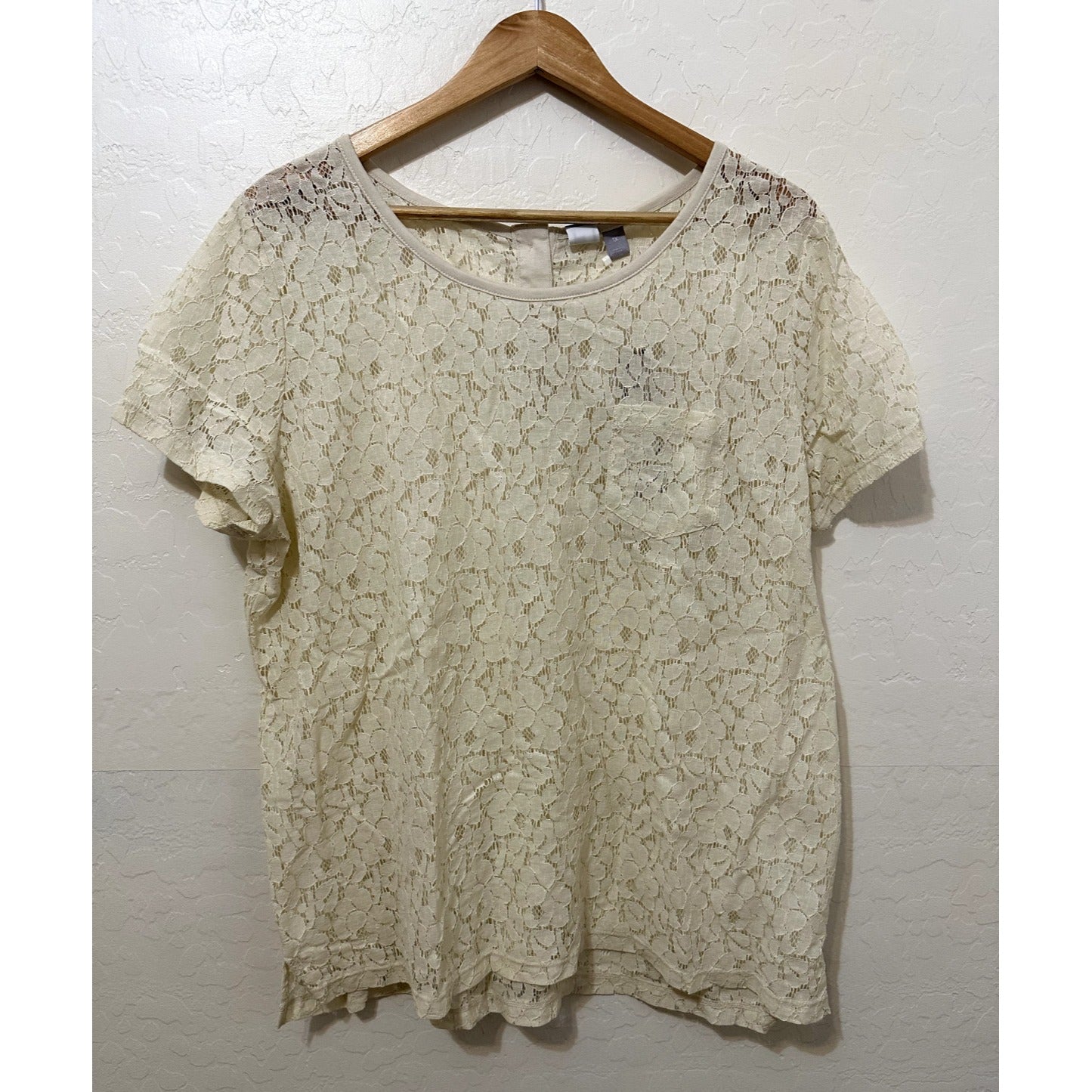 JCP Womans Sheer Floral Lace Top Size 1X Boho Western Quiet Luxury Capsule