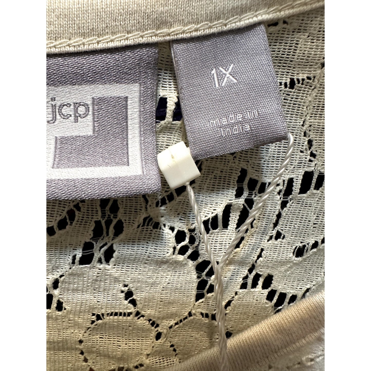 JCP Womans Sheer Floral Lace Top Size 1X Boho Western Quiet Luxury Capsule