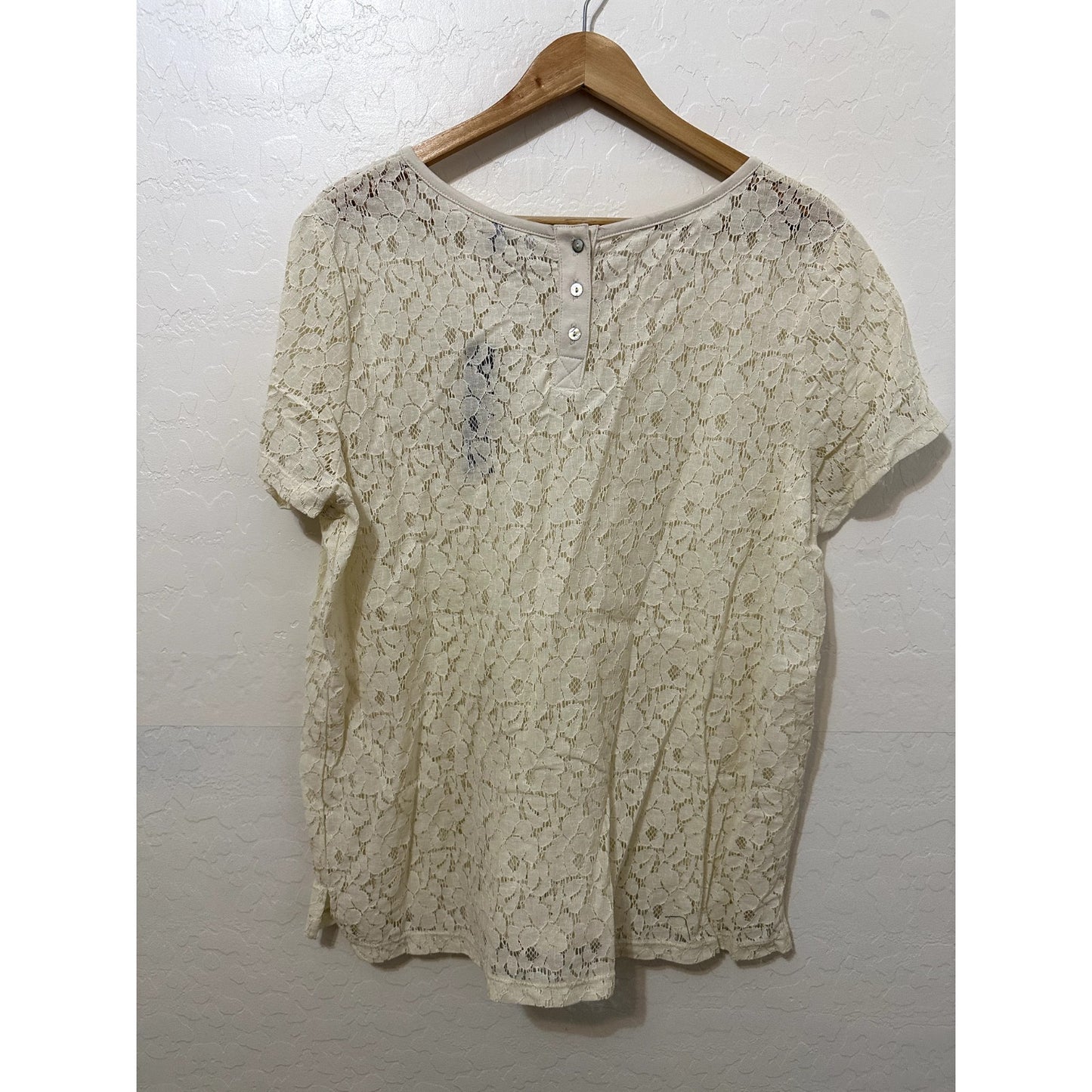 JCP Womans Sheer Floral Lace Top Size 1X Boho Western Quiet Luxury Capsule