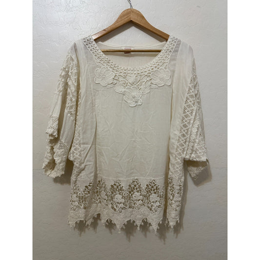Sundance Womans Crochet Top L Cottagecore Beachy Boho Western Festival Artsy