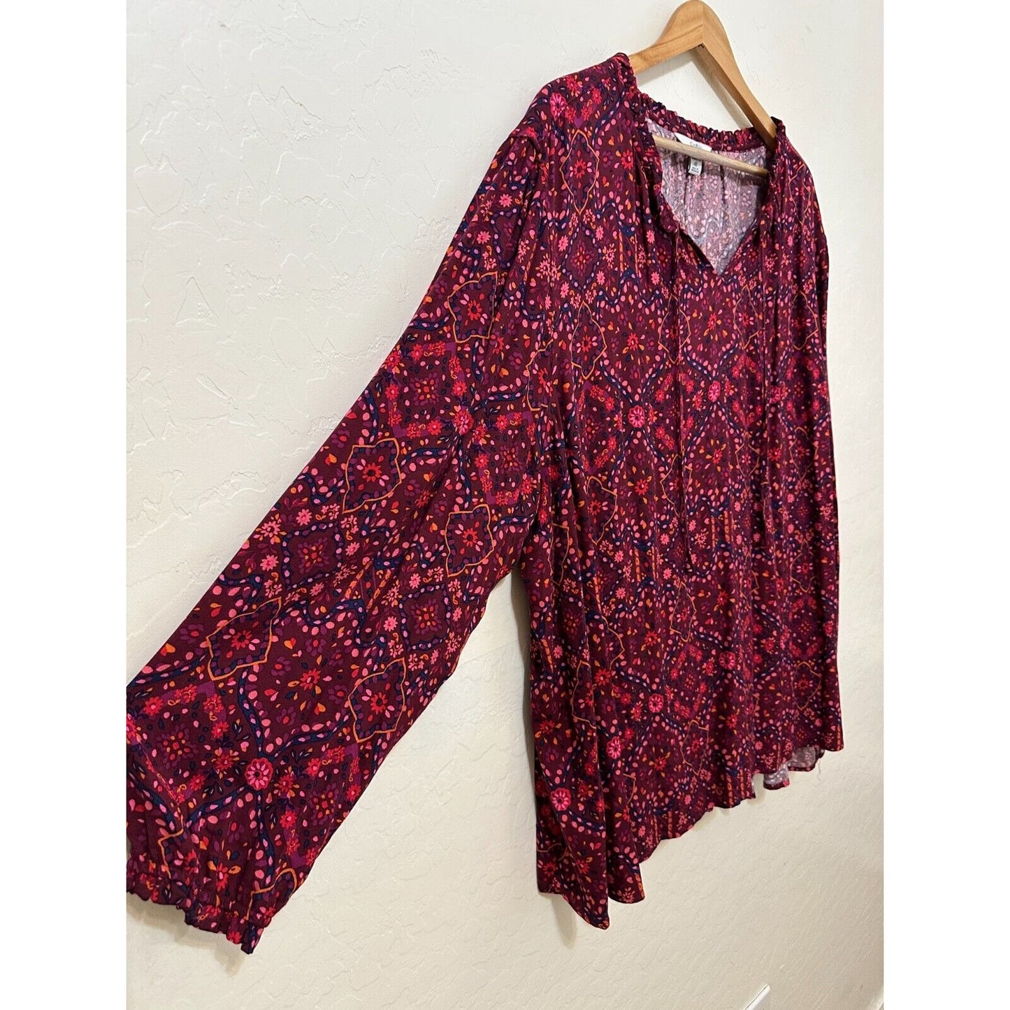 Croft & Borrow Womans Floral Top Size 4X Boho Western Peasant Beachy Hippie Work