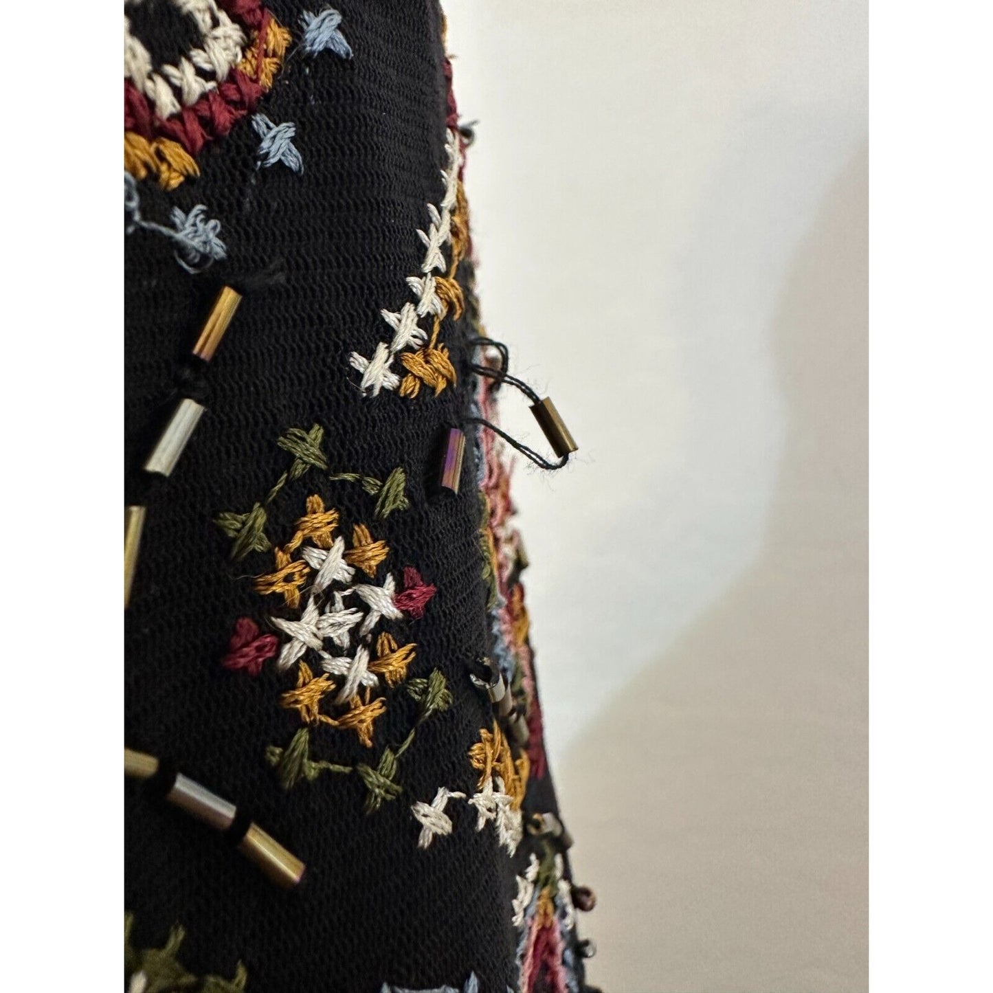 Style & Co. Womans Beaded Dress Size L Boho Western Festival Peasant Beachy 90s