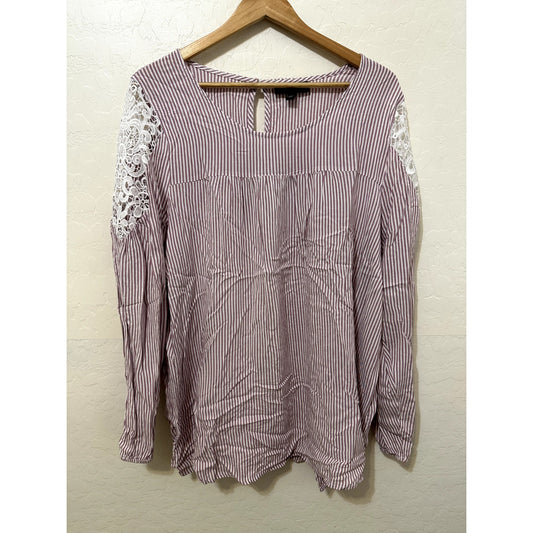Lane Bryant Womans Striped Top Size 2X Cottagecore Prairie Classic Preppy Office