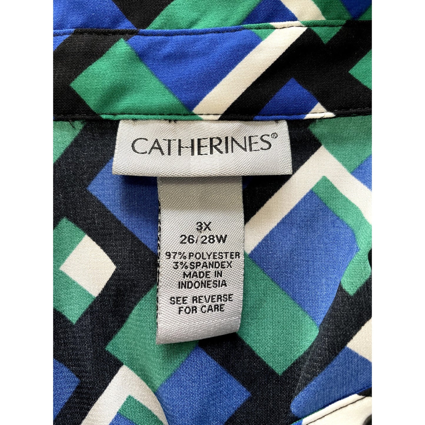 Catherines Womens Top Size 3X  Colorful Travel Office Artsy Abstract