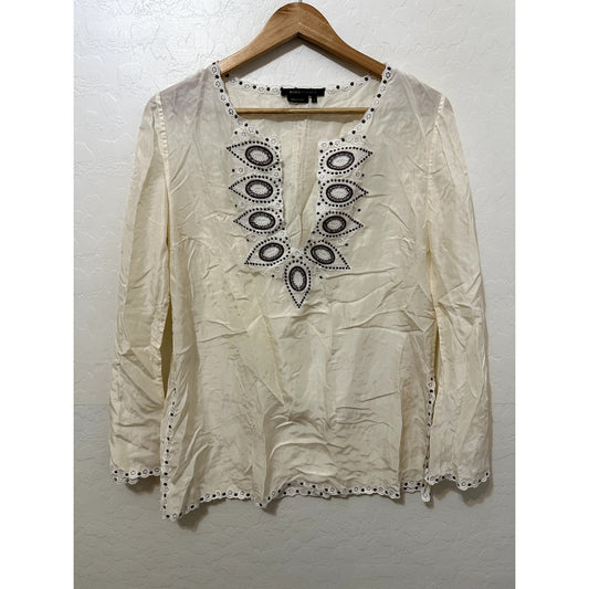 BCBG MAXAZRIA Womans Silk Top Size S Western Boho Artsy Old Money Y2K Festival