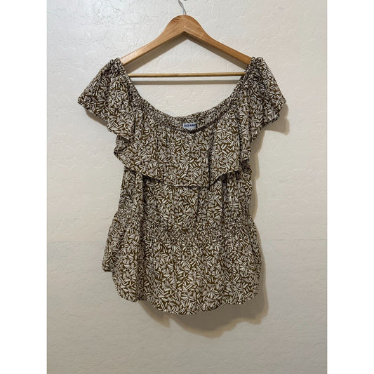 Old Navy Womans Animal Print Top Size XL Ruffle Flowy Boho Festival Western 90s