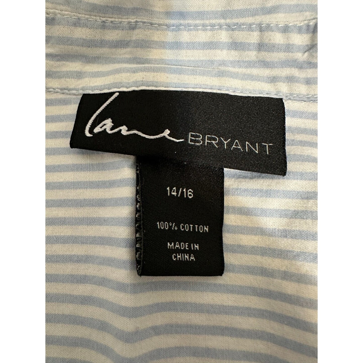 Lane Bryant Womans Button Up High Low Top Size 14/16 Nautical Beachy Minimal