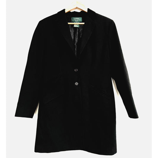 Lauren Ralph Lauren Womans Wool Coat Size 10P Mid Length Old Money Dark Academia