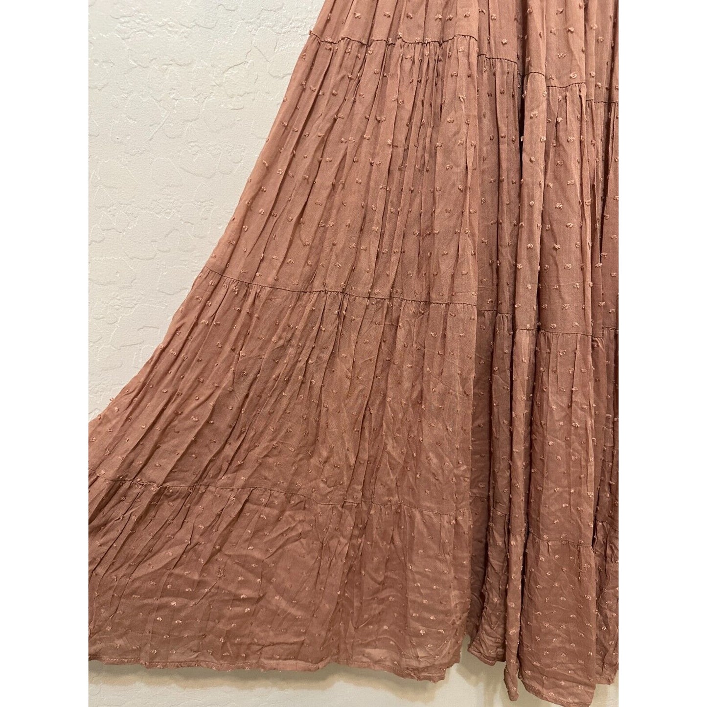 Boho Western Tiered Womans Midi Dress Size XL Smocked Hippie Festival Beachy