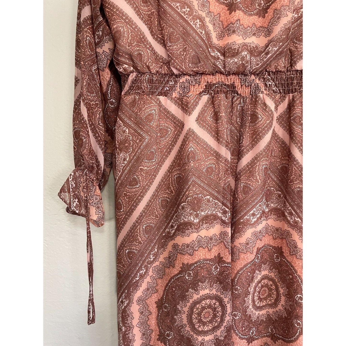 Belle & Sky Womans Maxi Dress Size XL Long Sleeve Boho Peasant Cottagecore Artsy