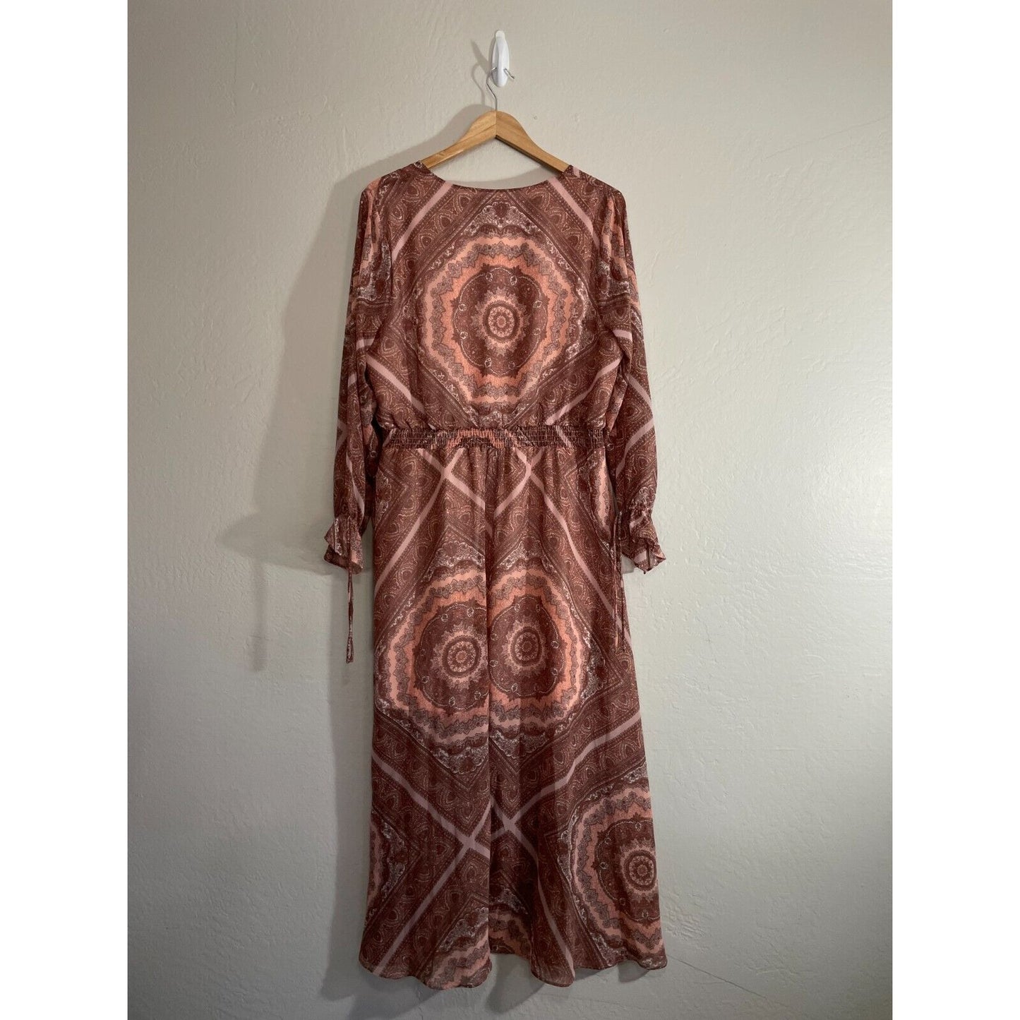 Belle & Sky Womans Maxi Dress Size XL Long Sleeve Boho Peasant Cottagecore Artsy