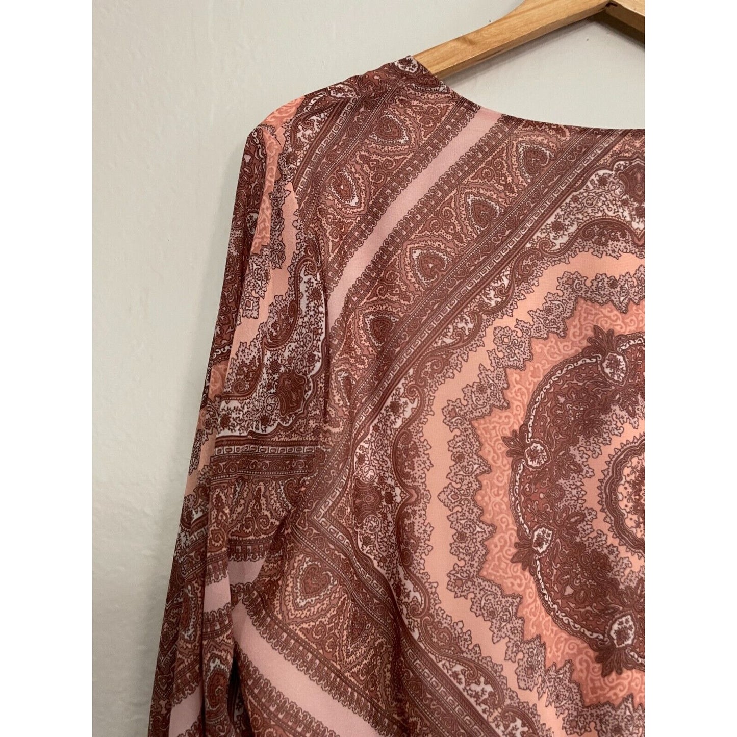Belle & Sky Womans Maxi Dress Size XL Long Sleeve Boho Peasant Cottagecore Artsy