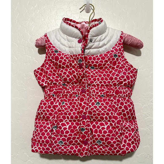 Lily Pulitzer Girls Pink Shells Puffer Vest Size 7 spring valentines boho barbie