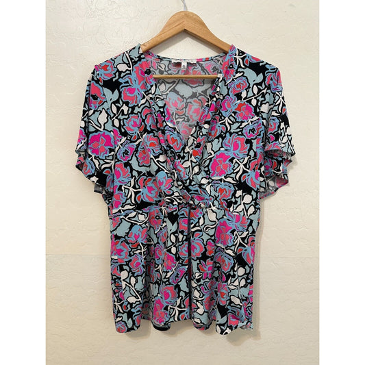 Y2K Babydoll Chaus New York Womans Floral Top Size XL Fairy 90s Spring Easter