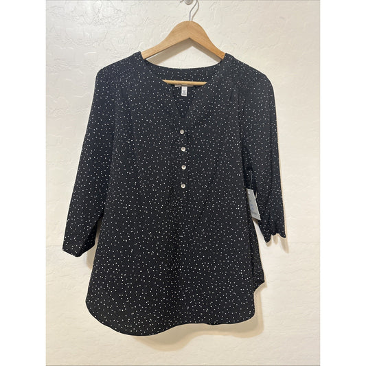 Croft & Borrow Womans Polka Dot Top Size PXL Casual Office Career Minimal Work