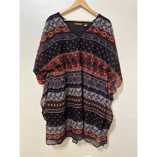 Womans Boho Tunic Top Size 1X Western Hippie Festival Cowboy Beachy Travel