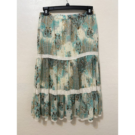 Vintage Y2K APT. 9 Womans Tiered Midi Skirt Size M Boho Festival Western Hippie