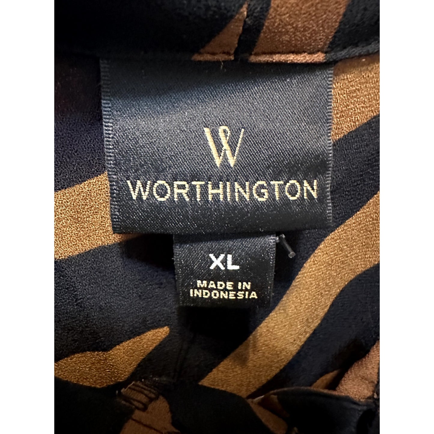 Worthington Womans Animal Print Top Size XL Old Money Corporate Preppy Boho