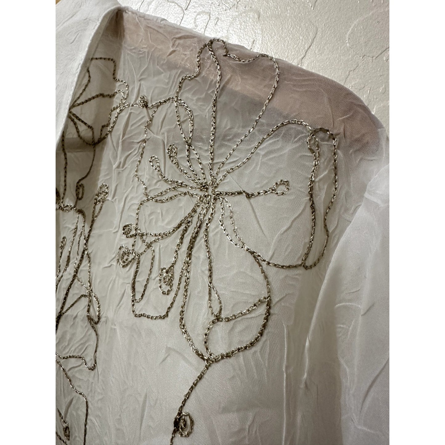 Vintage Bonworth Womans Embroidered Top Sz L Artsy Old Money Y2k Elegant Floral
