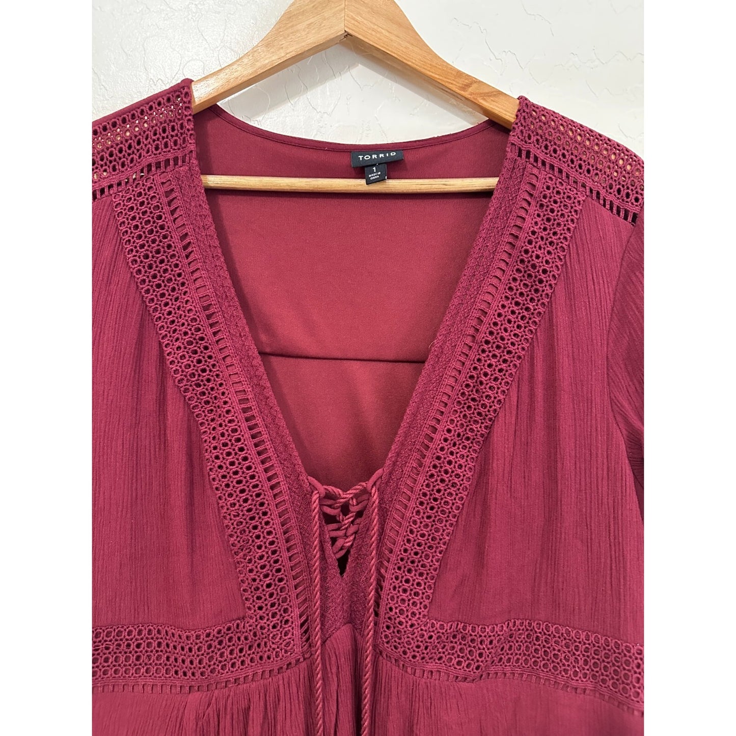 Torrid Womans Mini Dress Size 1X Boho Western Festival Peasant Hippie Babydoll