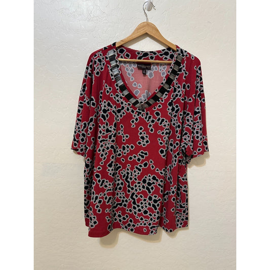 Dana Buchman Womans Red Top Size 3X Casual office Career Travel Vacay Preppy