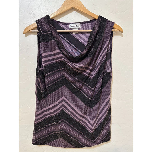 Vintage Y2K Carol Rose Womans Glittler Cowl Neck Top Sz XL Festival Western 90s